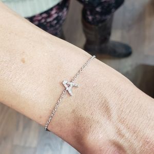 Sterling Silver Diamond Initial Bracelet